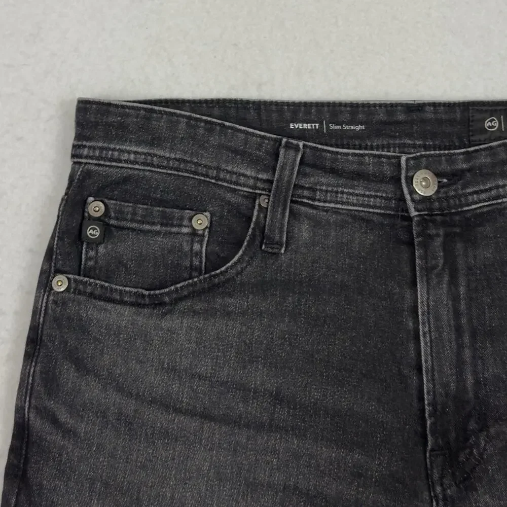 AG Adriano Goldschmied Jeans Mens 33x34 Black Everett Slim Straight Denim Pants